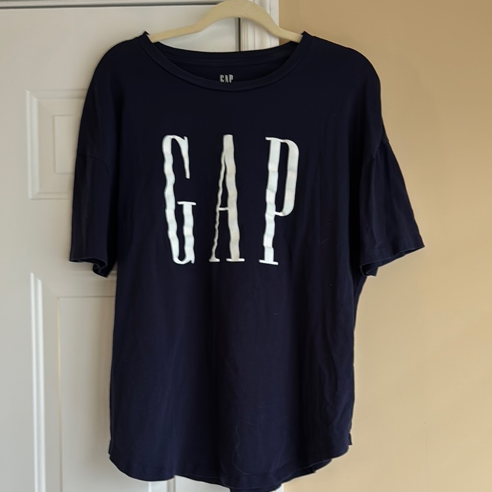 GAP LOGO SHORT SLEEVE TEE BLUE WITH WHITE LOGO SIZE XL TALL
